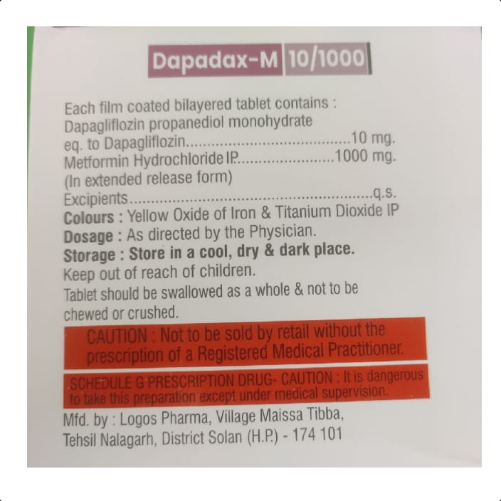 DAPADAX M-10/1000 MG TABLET 1*10 TAB